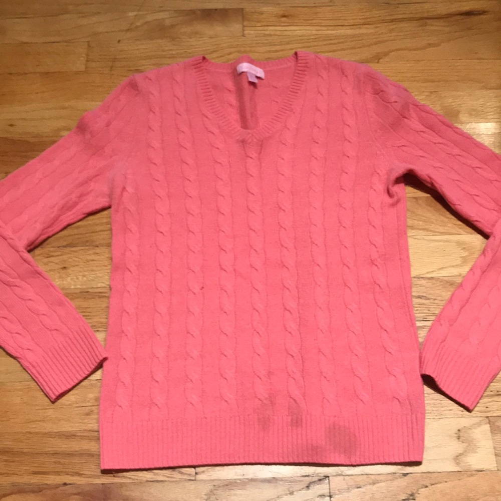 Pink Cable-Knit Lilly Pulitzer V-Neck Sweater